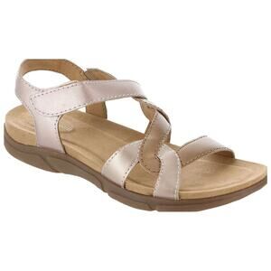 NEW Easy Spirit Minny Round Toe Casual Flat Sandals Rose Gold Multi Leather 9M